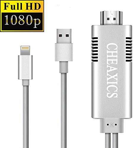 Lightning to HDMI,iPhone HDMI Adapter,Apple HDMI Adapter 1080P Digital AV Adapter HDTV Cable for Phone 8/7/6/5 Series,iPad Air/mini/Pro,Projector Support IOS 11.0,Plug and Play(Silver)