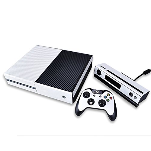 HDE XBOX ONE Console Sticker Decal Protective Skin White Carbon Fiber Vinyl Cover for Microsoft XBOXONE