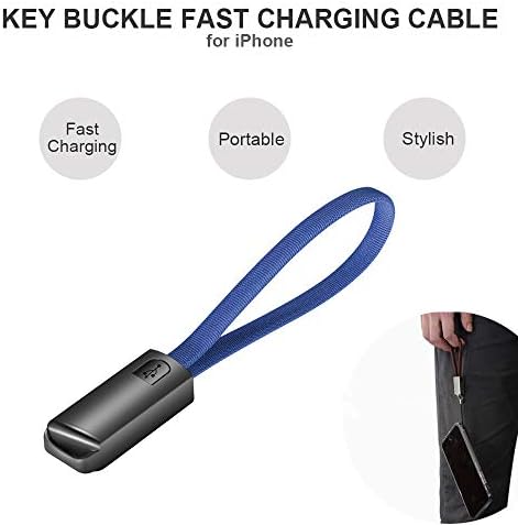 Key Chain Design Fast Charging and Data Transfer Cord for iPhone Devices Stylish Fast USB iPhone Charger Compatible with iPhone Xs MAX/XR/8/8 Plus/7/7 Plus/6/6 Plus, iPod and iPad and More (Blue)