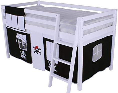 Shorty Cabin Bed Pirate Tent Solid Pine White Frame