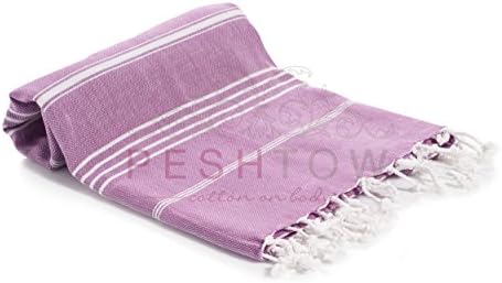 PESHTOW 100% Pure Cotton Peshtemals, Turkish Bath &amp; Beach Towel, Turkish Pestemal Towel, 37 x 70", Fouta (PURPLE)