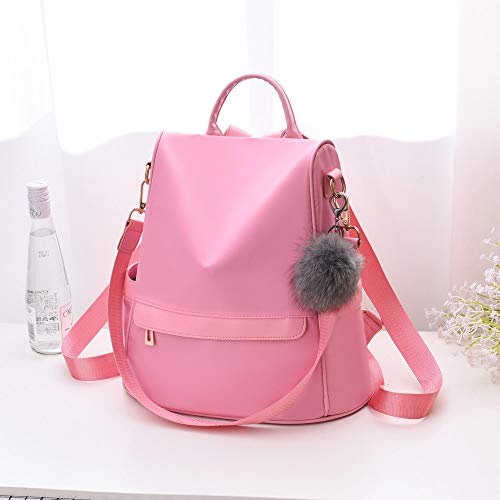Women Backpack Purse Nylon Anti-theft Fashion Casual Lightweight Travel School Shoulder Bag (Pink) - Thumbnail 6