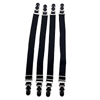 Outman 4 Pcs Multifuction Adjustable Elastic Stocking Clip Garter Suspender (4 pcs Black with 8 Plastic Buckles)