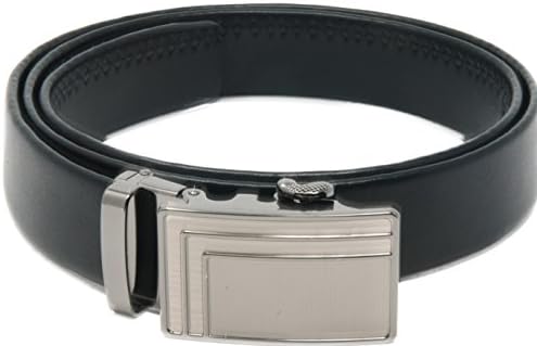 Celini Men’s Leather Ratchet Belt, Automatic Buckle, Adjustable Belt Without Holes (Up to 42" waist, 663 Black)