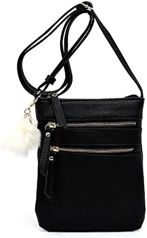 Multi pocket Crossbody handbag Clutch Phone and Wallet Purse by Fashion Glad (Black)