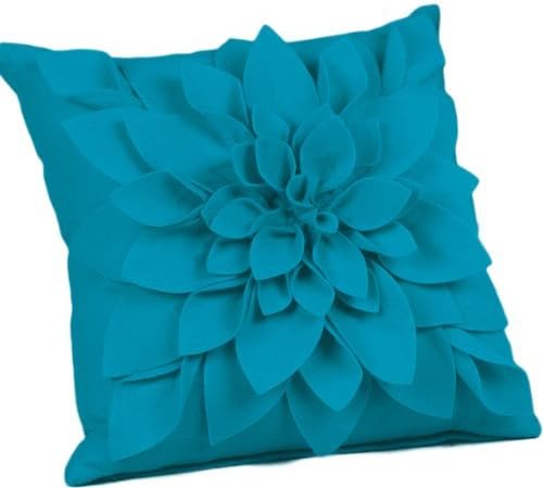 Sara's Garden Petal Decorative Throw Pillow. 17 Inch Square. (Teal, One Size) by Fennco