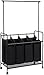 SONGMICS 4-Section Laundry Sorter, Rolling Laundry Cart with Hanging Bar, Laundry Organizer, Hampers for Laundry, Heavy-Duty, Lockable Wheels, 4 x 13.2 Gal., Black URLS44B