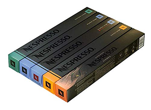 50 Nespresso OriginalLine Lungo Pack Variety: Vivalto Lungo, Fortissio Lungo, Linizio Lungo, Decaffeinato Lungo, Ethiopia, 50 Count - ''NOT compatible with Vertuoline [EU Import]