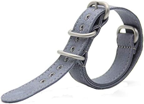 Rugged Steel Gray Stitched Canvas Watch Strap for Men and Women NATO Straps Cotton Canvas Watch Bands Width 18mm 20mm 22mm 24mm 26mm