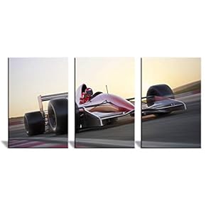 3 Panel Racing Car in Motion at High...