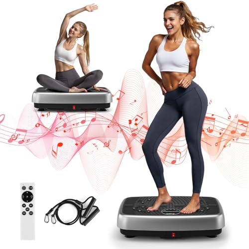 MOSUNY Vibrationsplatte, 2025 Verbesserte Vibrationsplatte mit Doppelmotoren für Abnehmen, Ganzkörpertraining, Muskelaufbau - Massagegerät, 450 LBS Ka