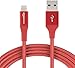 AmazonBasics Double Braided Nylon Lightning to USB Cable, Advanced Collection, MFi Certified iPhone Charger, Red, 10 Foot primary
