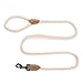 Mile High Life Dog Leash | Braided Cotton Rope Dog Leashes with Leather Tailor Tip | 4 Feet Dog Leash w Heavy Duty Metal Clasp | Wedding Dog Leash (Light Brown, 48 Inches)