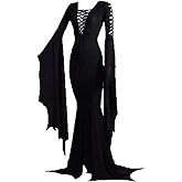 Women's Morticia Floor Dress Costume Adult Women Gothic Witch Vintage Dress