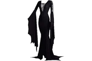 COSPLAYDIY Women's Morticia Floor Dress Costume Adult Women Gothic Witch Vintage Dress