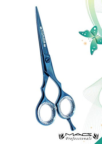 Macs Professional Barber Razors Edge Hair Cutting Shears Barber Scissors 5.5" Blue Titanium Macs-2038