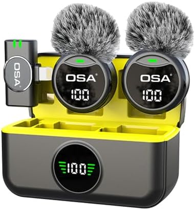 Micrófono Lavalier para iPhone y iPad, Mini micrófono de Solapa inalámbrico, batería de 40 Horas para grabación de vídeo, entrevistas, podcasts, Youtube, Vlogs