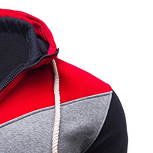 Clearance!Patchwork Drawsting Autumn Winter Casual Zipper Long Sleeve Splicing Sweatshirt Hoodie Coat