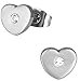 Stainless Steel CZ Heart Stud Earrings for Kids