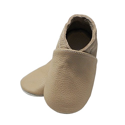 Yang Baby Boys Girls Shoes Crawling Slipper Toddler Infant Soft Leather First Walking Moccs(Dark Beige,18-24 Months)