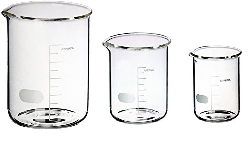 Sciencent Borosilicate Glass Low Form Glass Beaker, 50/100/250 (Pack of 3)