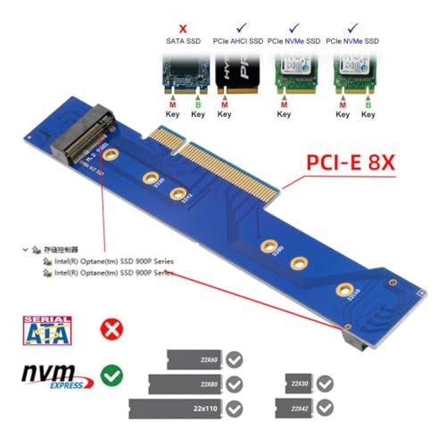 chenyang M.2 NVMe to PCIe 3.0/4.0 X8 Adapter Dual NVMe/AHCI SSD to PCI Express Gen4 Expansion Adapter