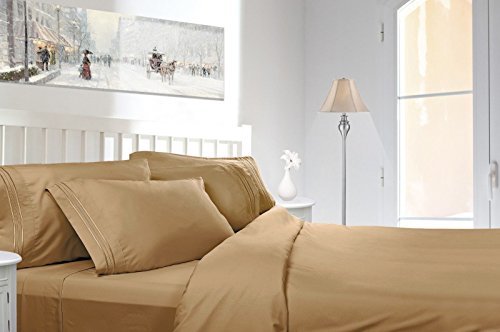 Comfort Egyptian 1800 Count 4 Piece Deep Pocket Bed Sheet Set (California King, Holiday Gold)