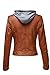 Luna Flower Women's Slim Fit Faux Shearling Collar Leather Jackets (GJAW003)
