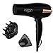 KIPOZI Pro 1875 W Negative Ions Hair Dryer Ceramic Fast Dry Lightweight Hair Blow Dryer with 2 Speed and 3 Heat Settings,Diffuser Concentrator &Cool shot button,Low Noise(Black)