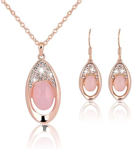 Jewelry Sets for Women Girls Gold Plated Chain Crystal Women Necklace Earring Set Bridal Sets