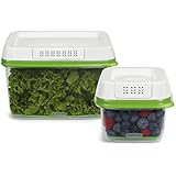 Rubbermaid 2 Piece FreshWorks Produce Saver Set, Small/Large, Green