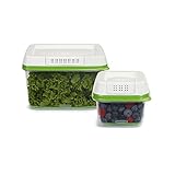Rubbermaid FreshWorks Produce Saver Food Storage Container, Small/Large 2-Piece Set, Green (Kitchen)