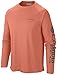 Columbia Men's Terminal Tackle Long Sleeve Polo, Large, Bright Peach/Grill Logo