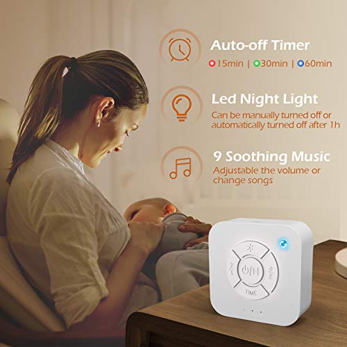 White Noise Machine,White Noise Sound Machine for Sleeping& Relaxation Sleep Sound Machine for Baby Adult Kid Natural Soothing Sound Sleep Therapy for Home Office Travel-Auto-Off Timer&Memory Function