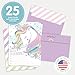 Unicorn Rainbow Birthday Invitations for Kids Party - 25 qty, DOUBLE SIDED Invites, Lavender Envelopes by Well Krafty