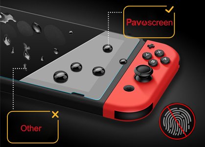 Tempered Glass Screen Protector for Nintendo Switch, Pavoscreen Bubble Free Anti Scratch Block Blue Light Filter Dust-proof Screen Guard for Nintendo Switch 2017 (6.2 Inch Display)