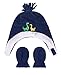 Boys Sherpa Lined Dino Embroidered Fleece Hat Gloves Set, Boy Dino Navy With Thumb, M 2-4 Years