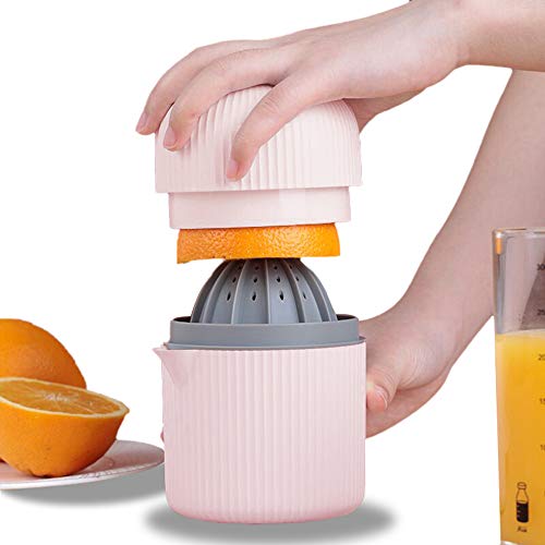 GMISUN Citrus Lemon Orange Juicer Manual Hand Squeezer 2 in 1 Lid Rotation Hand Press Reamer with Strainer and Container (Pink) - Thumbnail 6