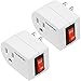 Grounded Outlet Adapter 2 Pack, Kasonic 3 Prong Grounded Single Port Power Adapter; with On/Off Switch, Red Indicator, Energy Saving, ETL Listed, Wall Tap Adapter for Home/Office