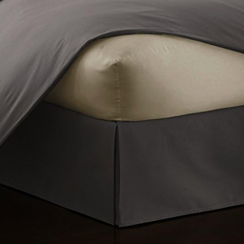 The OuTNet Hotel Collection Bedding 500-Thread-Count 100% Egyptian Cotton Twin Extra-Long Damask Solid 1pc Bed Skirt With 18" Drop Length, Dark Grey