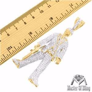 Amazon.com: 14k Gold Finish Scarface Pendant Holding Gun World Is Yours Simulated Diamond 