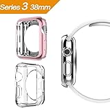 Apple Watch Case 38mm, UBOLE Scratch-resistant Flexible Lightweight Plated TPU Full Body Protective Case for iWatch Series 3, Series 2, series 1 (ROSE GOLD+CLEAR 38mm)