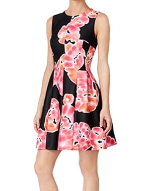Womens Scuba Floral Print Party Dress