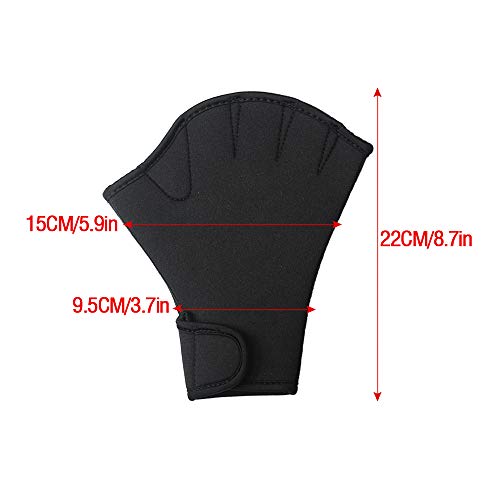 PROMOTOR Swim Gloves, Water Aerobics Webbed Swimming Gloves for Men and Women (Black)