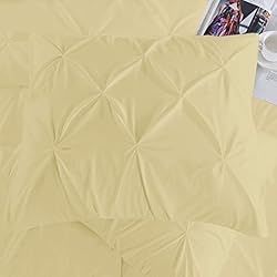 3Pcs Pinch Pleated Comforter Set - Ivory Solid