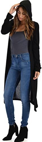 Lyss Loo Women's Cover Me up Long-line Open Hooded Cardigan Sweater