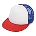 Flat Billed Trucker Cap with Mesh Back in Red White Royal
