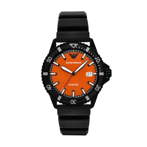 Watch For Men, Quartz Three Hand Date Movement and 42mm Case Size with Silicone Strap