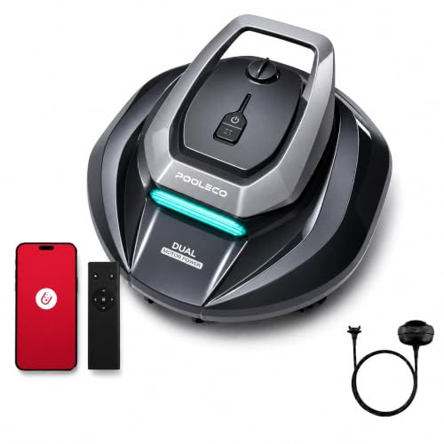 Pooleco Cordless Pool Robot Vacuum Cleaner with Float, 3 Motors, App and Remote Control, Automatic Parking, Pick Up Without Gorge, Bottom Cleaning for All Types of Pools, 90 Min, 80 m2