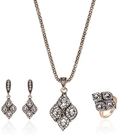 856store Big Promotion Women Turkish Style Shiny Rhinestone Eye Pendant Necklace Ring Stud Earrings Set